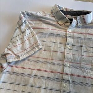 Nautica Mens XXL Classic Fit‎ Short Sleeve Button Down Striped Cotton Shirt